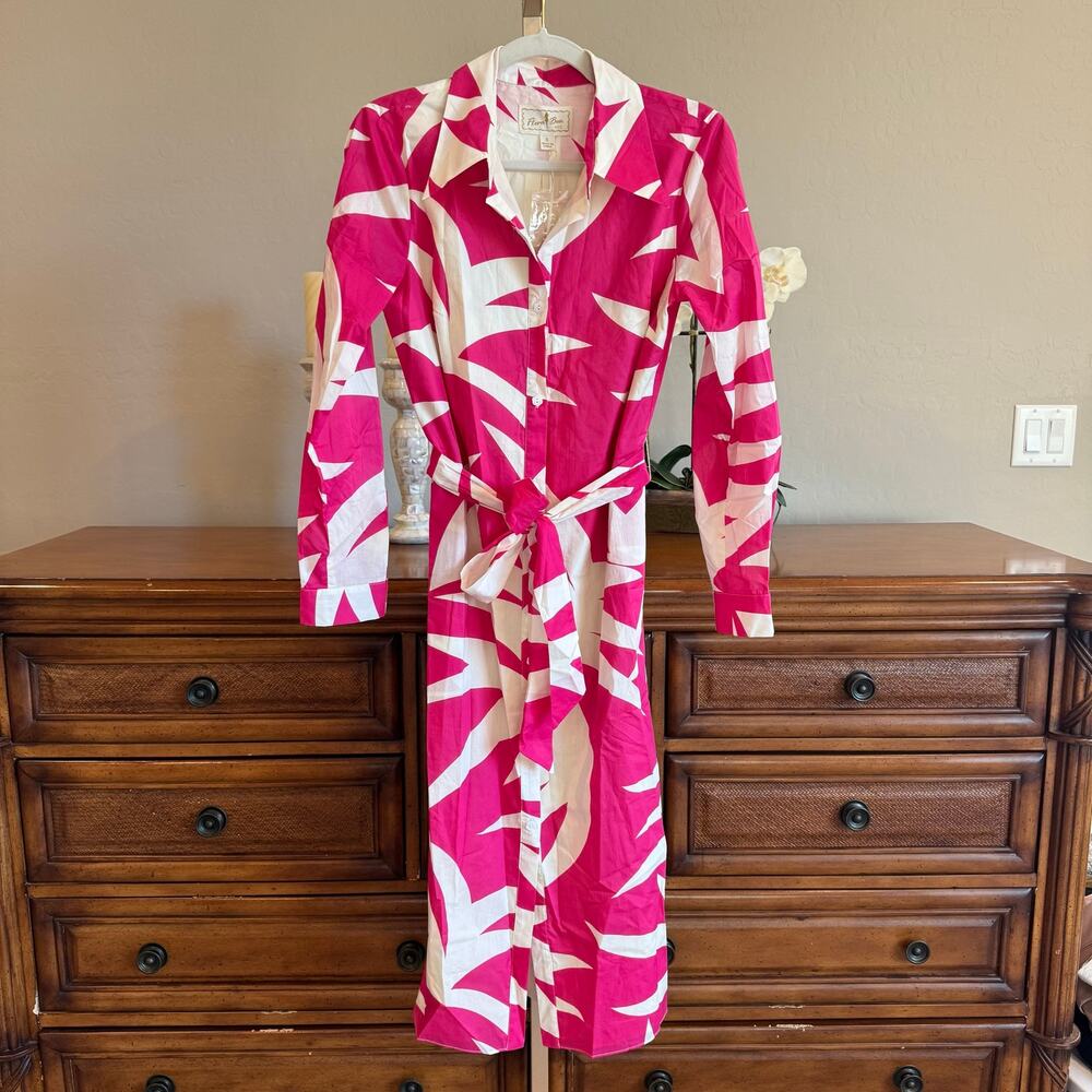 NWT Flora Bea Medora Shirt Dress Pink Pineapple Size S - Picture 2 of 8